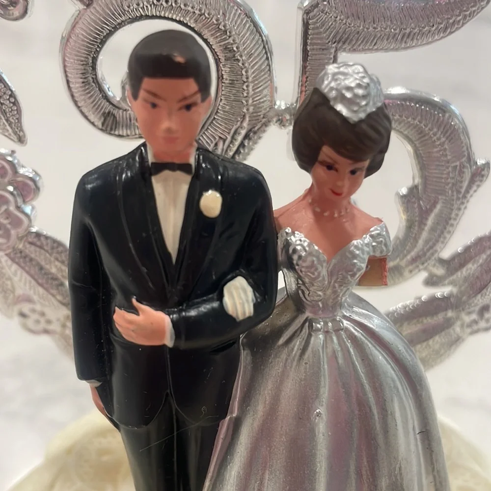 Vintage 25th anniversary cake topper